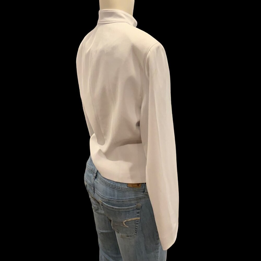 Calvin Klein Cream white Cropped Suit Jacket zipper down front women’s size 8 - Picture 4 of 11